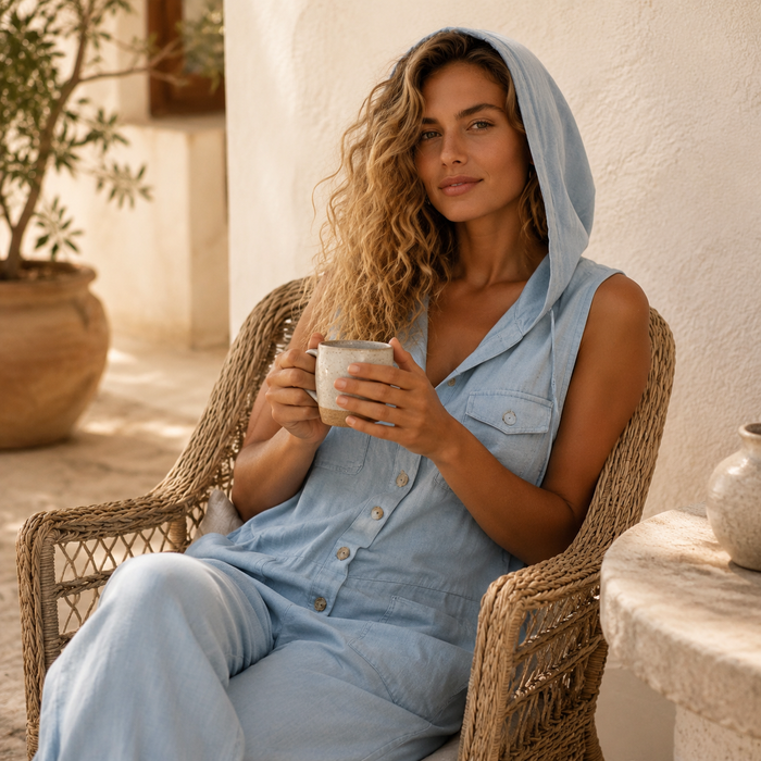 Solenya - Hooded Sleeveless Jumpsuit