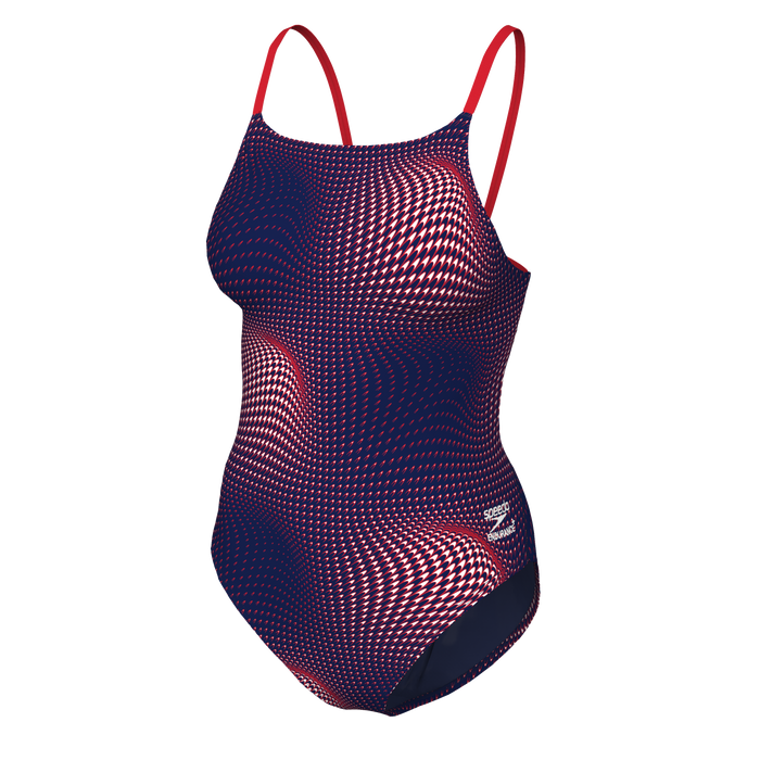 Speedo Flow Strappy Crossback red white blue front