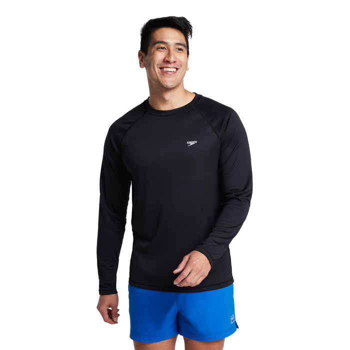 Speedo Men's Long Sleeve Swim Shirt black front