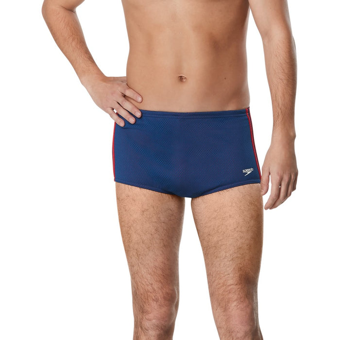 Speedo Poly Mesh Square Leg navy red