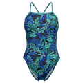 Speedo Printed Twist Back Turquoise front