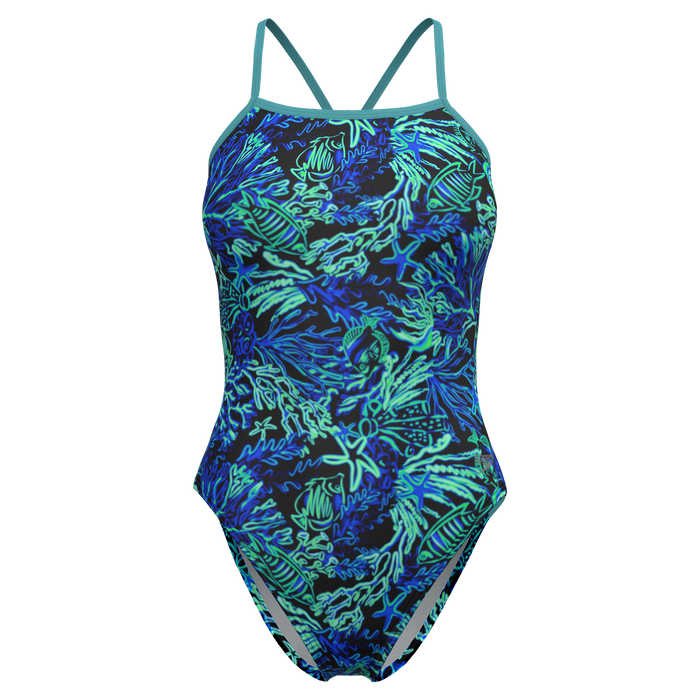 Speedo Printed Twist Back Turquoise front