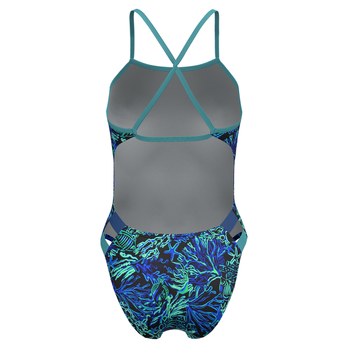 Speedo Printed Twist Back Turquoise