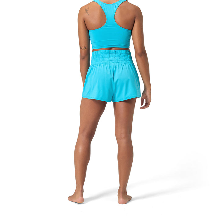 Speedo Regan Solid Logo High Waist Short blue back