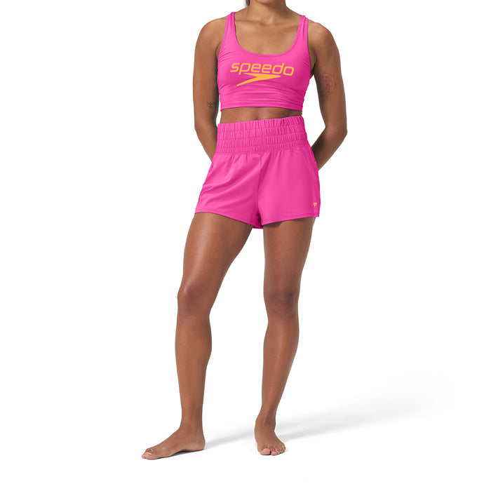 Speedo Regan Solid Logo High Waist Short pink front