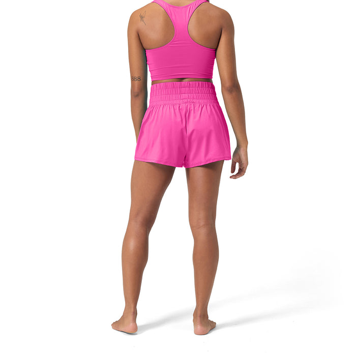 Speedo Regan Solid Logo High Waist Short pink back