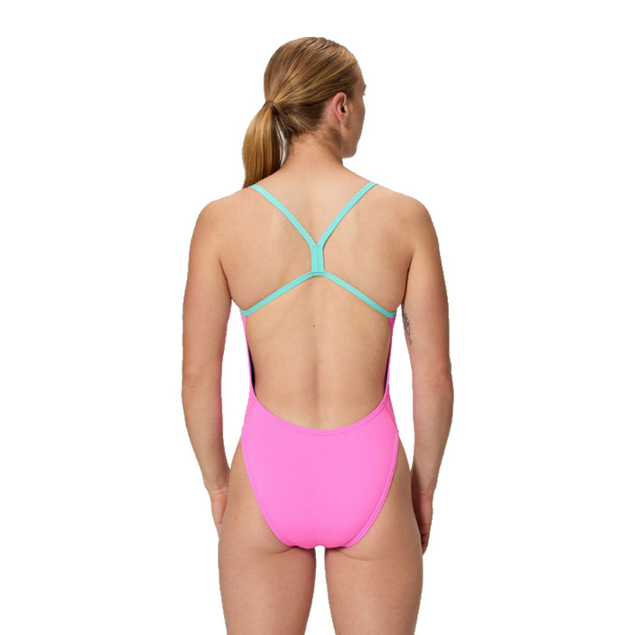 Speedo Solid V-Back 2.0 light pink/blue straps back