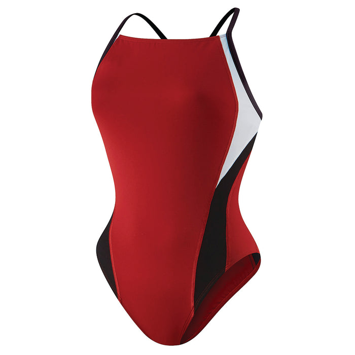 Speedo Youth Launch Splice Crossback maroon black