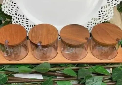 Spice Jar Set 300 ml Bamboo Primostore close-up detail