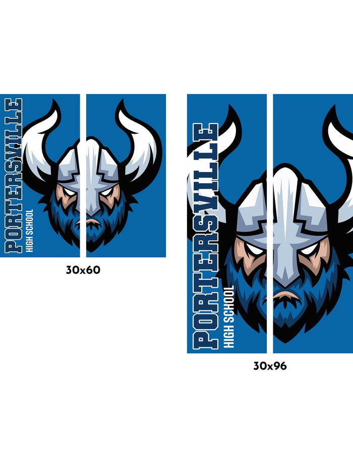 Split Logo with School Name Double Vinyl Banner Dekra-Lite