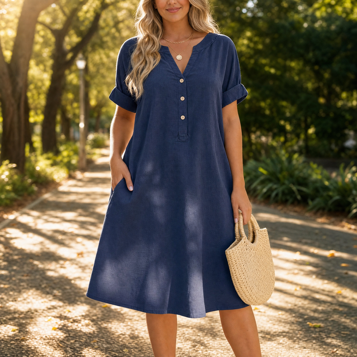 Sunhara – Breezy V-Neck Boho Sundress with Pockets