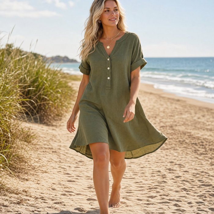 Sunhara – Breezy V-Neck Boho Sundress with Pockets