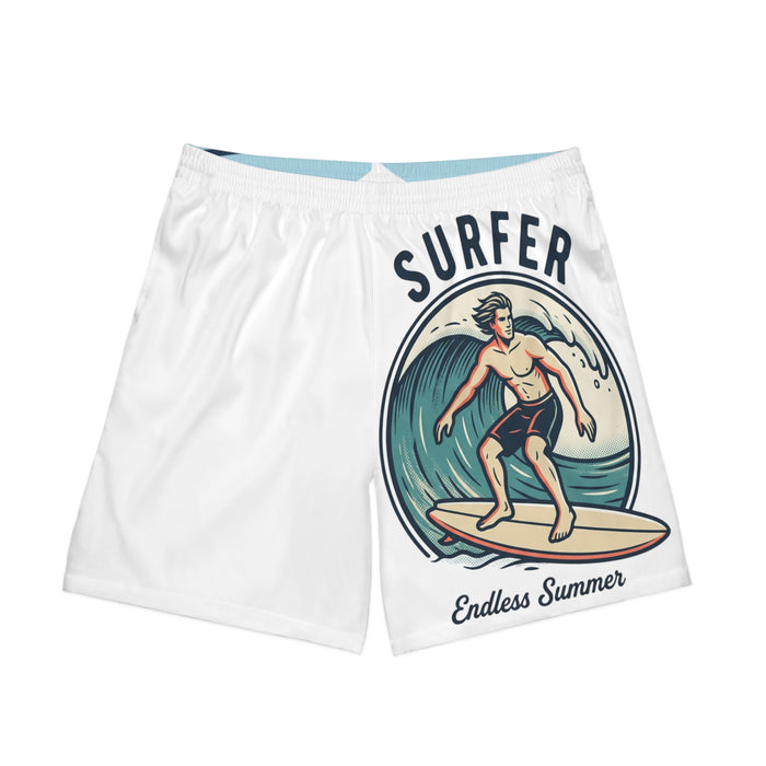 Surfer Beach Shorts — Men's Elastic AOP Swim Trunks
