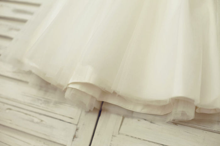 Thin Straps Champagne Sequin Tulle Flower Girl Dress with