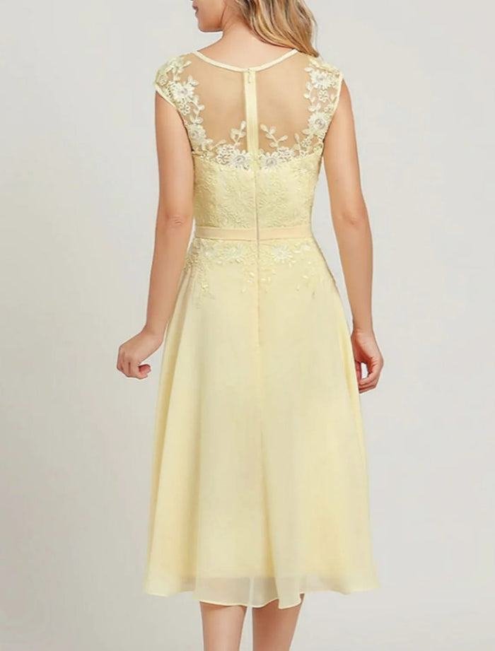 Two Piece A-line Jewel Neck Midi Chiffon Sleeveless Mother