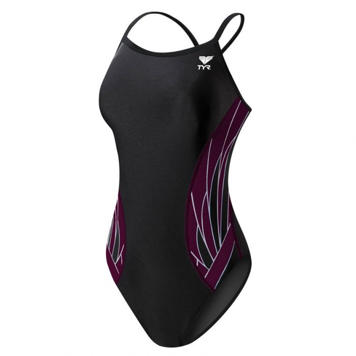 TYR Women's Phoenix Splice Diamondfit black burgandy