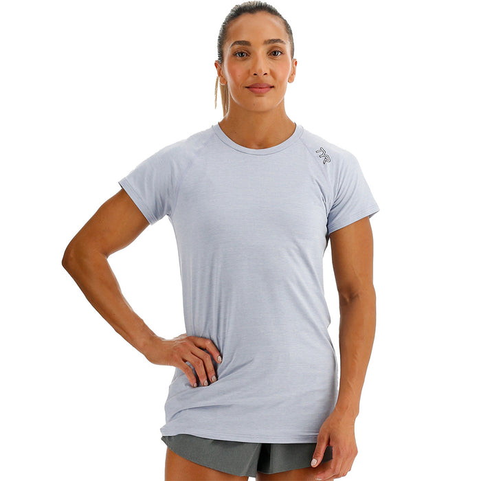 TYR Women's Short Sleeve Raglan Tee blue ice hthr