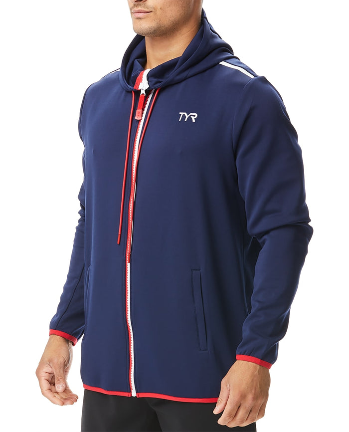 TYR Men's Alliance Podium Zip Hoodie navy red