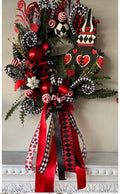 Valentines Day:  Black Finial Harlequin Wreath Large