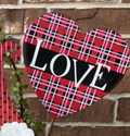 Valentines Day: Floral and Plaid Love Hearts Set of 2 Metal Stakes