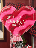 Valentines Day: Pink and Red I’m a Sucker For You Metal Heart Stake