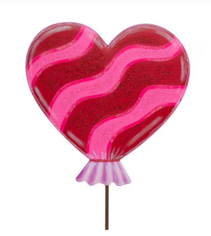 Valentines Day: Pink and Red I’m a Sucker For You Metal Heart Stake