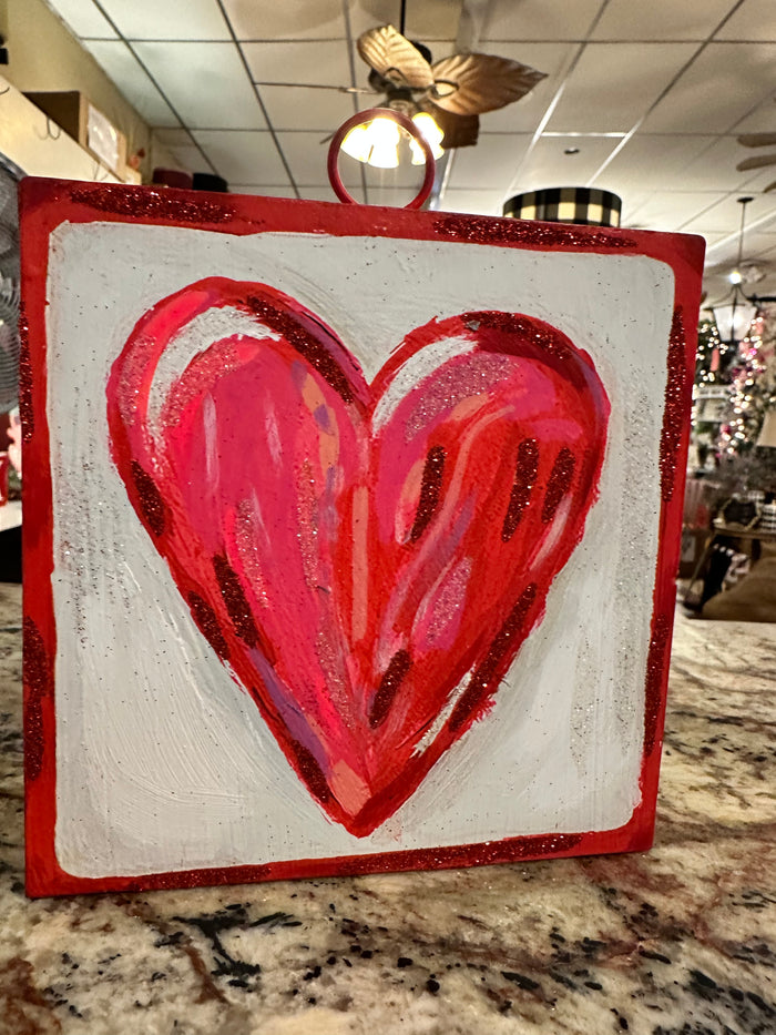 Valentines Day: Red Heart and Striped Border Print