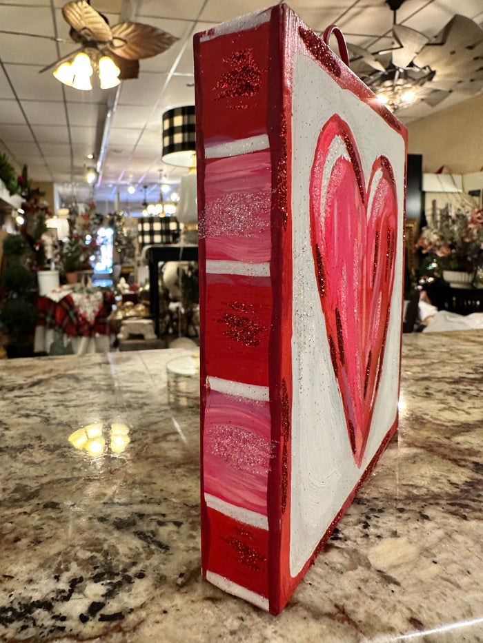 Valentines Day: Red Heart and Striped Border Print