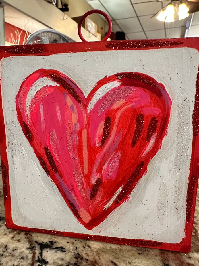 Valentines Day: Red Heart and Striped Border Print
