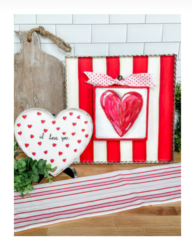 Valentines Day: Red Heart and Striped Border Print