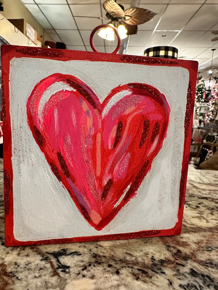 Valentines Day: Red Heart and Striped Border Print