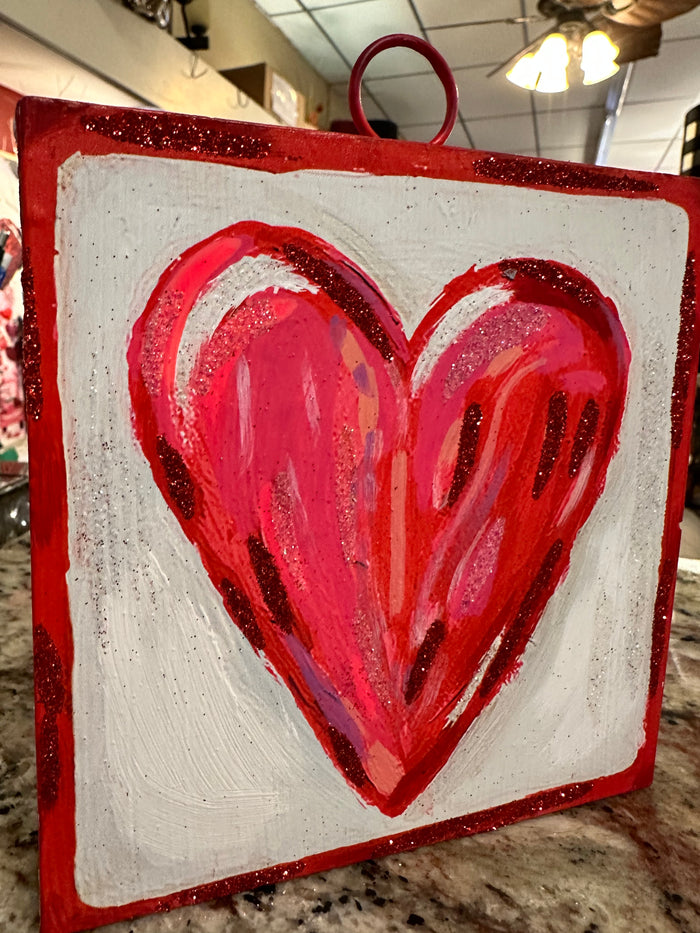 Valentines Day: Red Heart and Striped Border Print