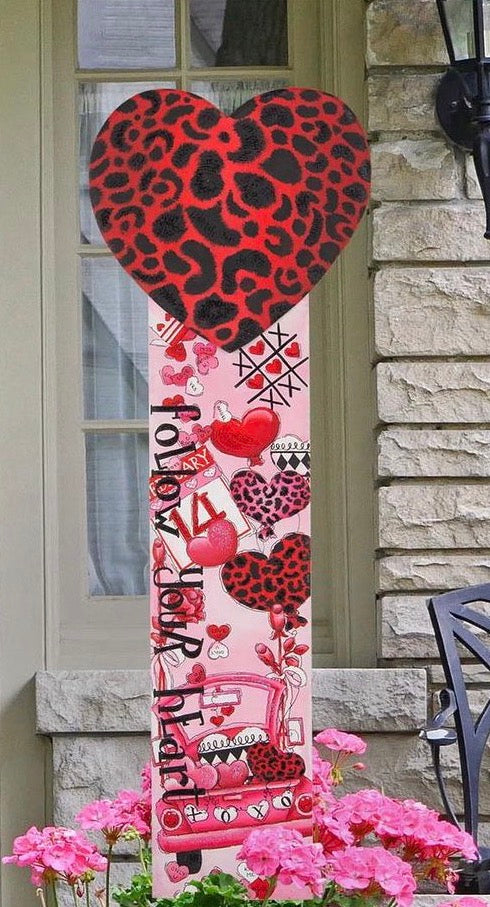 Valentine's Red Leopard Heart Follow Your Heart Totem Metal Stake