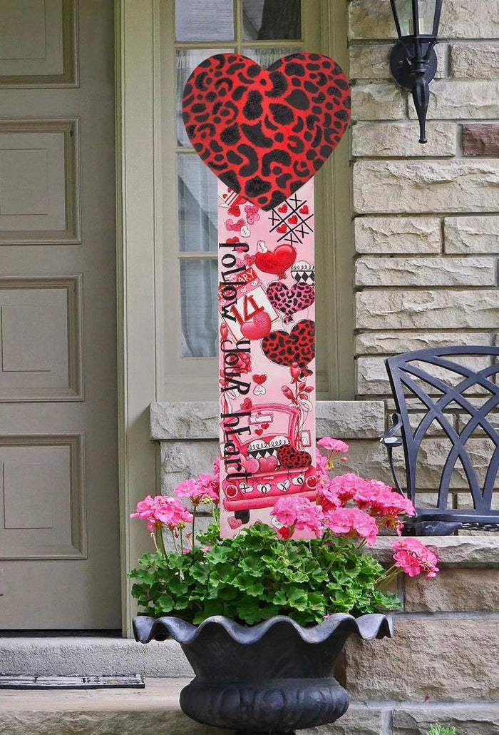 Valentine's Red Leopard Heart Follow Your Heart Totem Metal Stake