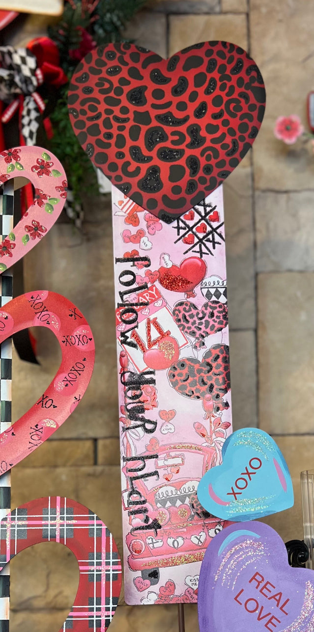 Valentine's Red Leopard Heart Follow Your Heart Totem Metal Stake