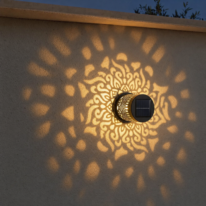 Veluna – Solar Mandala Projector Wall Light for Outdoor Garden Decor