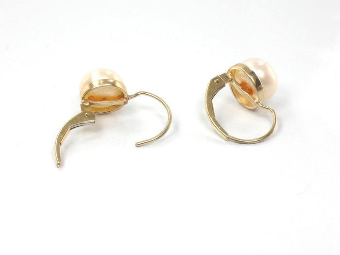 Vintage 14k Gold Pearl Earrings with Lever Backs, Bridal Earrings