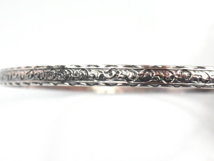 Vintage Thin Sterling Silver Bangle Bracelet: Slip On Style, 7 7/8"