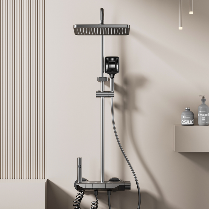 Wall Mounted Shower Set Grey - Premium Wall Shower Set Pakistan - Aqua Bath