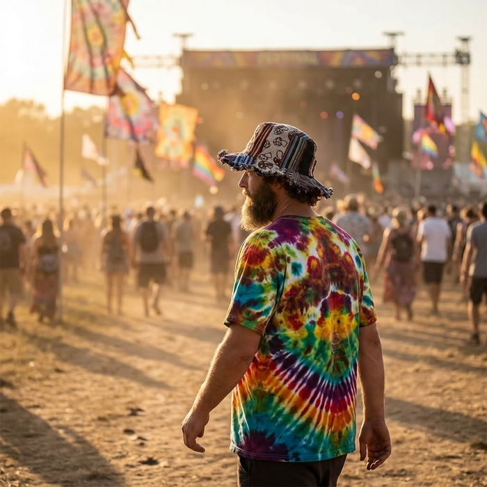 Wandari – Patchwork Mushroom Bucket Hat with Hidden Pocket