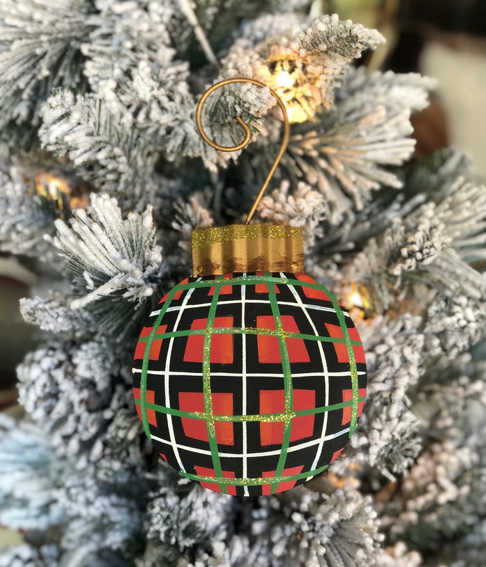 Whimsical Plaid, Stripe, & Check Set of 3 Metal Ornaments