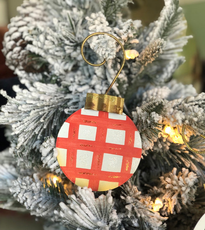Whimsical Plaid, Stripe, & Check Set of 3 Metal Ornaments