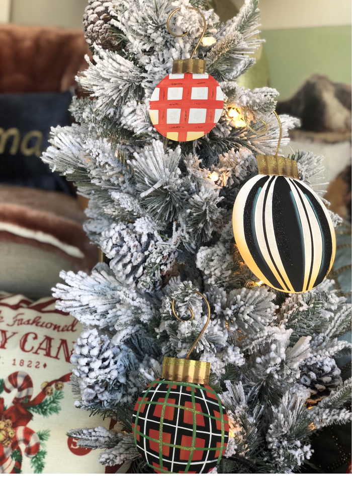 Whimsical Plaid, Stripe, & Check Set of 3 Metal Ornaments
