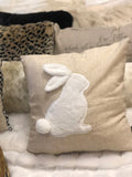 White Bunny with White Cottontail Pillow