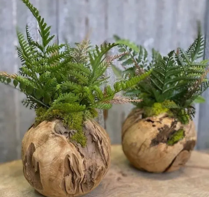 Wood Teak Moss Artificial Fern