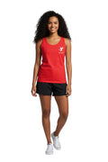 The Lifeguard Store red 100% cotton YMCA instructor tank top with white logo on chest. Sleeveless, crew neck.